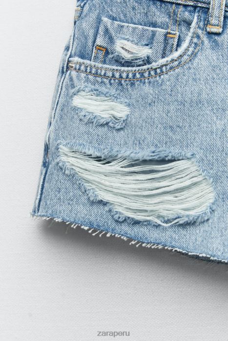 Zara mujer z1975 mini shorts de mezclilla con rotos BDP8J549 ropa azul medio