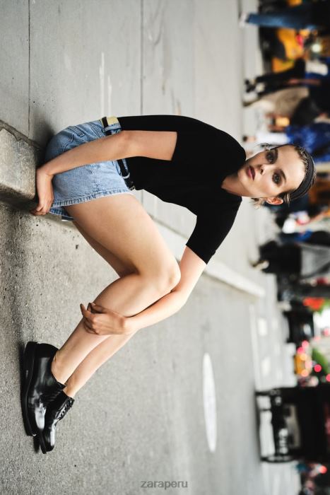 Zara mujer z1975 shorts mom fit de talle alto BDP8J592 ropa azul claro