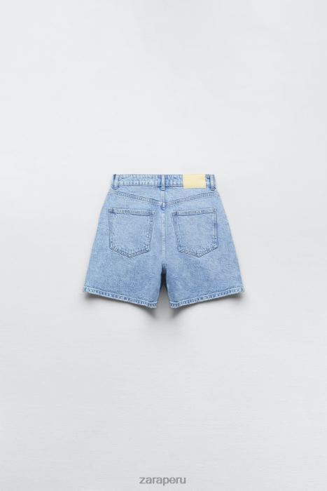 Zara mujer z1975 shorts mom fit de talle alto BDP8J592 ropa azul claro