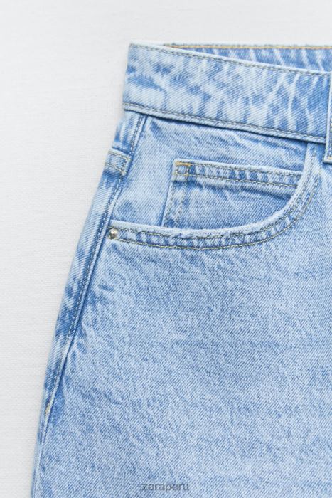 Zara mujer z1975 shorts mom fit de talle alto BDP8J592 ropa azul claro