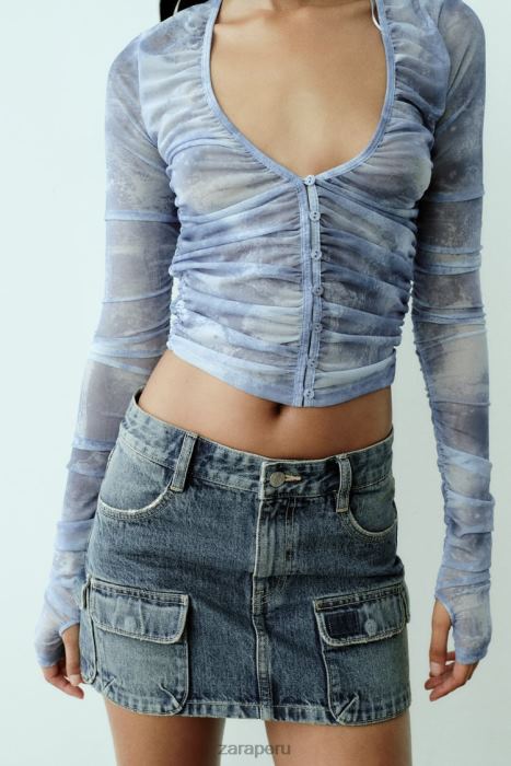 Zara mujer falda cargo de mezclilla trf BDP8J637 ropa Azul marino