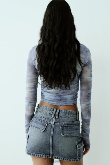 Zara mujer falda cargo de mezclilla trf BDP8J637 ropa Azul marino