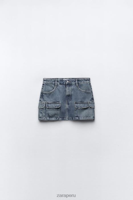 Zara mujer falda cargo de mezclilla trf BDP8J637 ropa Azul marino
