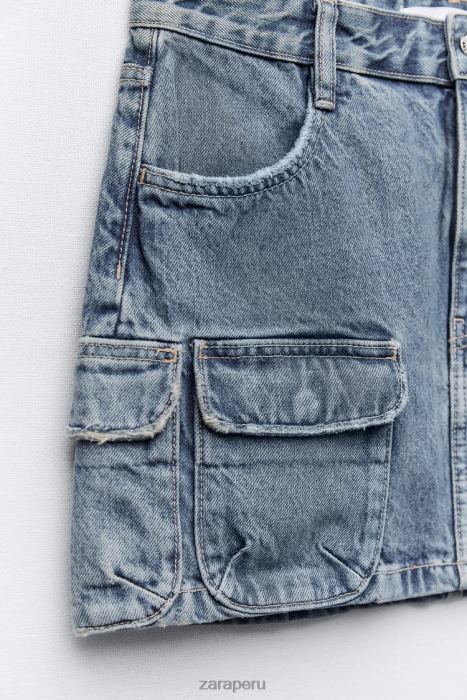 Zara mujer falda cargo de mezclilla trf BDP8J637 ropa Azul marino