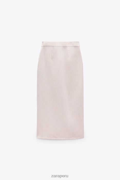 Zara mujer falda cargo midi en mezcla de lino BDP8J713 ropa crudo