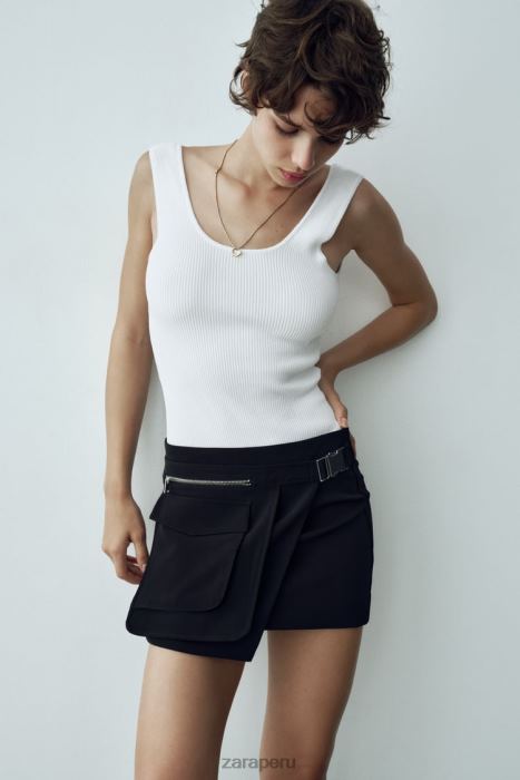 Zara mujer falda con bolsillo asimétrico BDP8J687 ropa negro