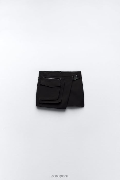 Zara mujer falda con bolsillo asimétrico BDP8J687 ropa negro