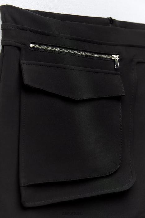 Zara mujer falda con bolsillo asimétrico BDP8J687 ropa negro