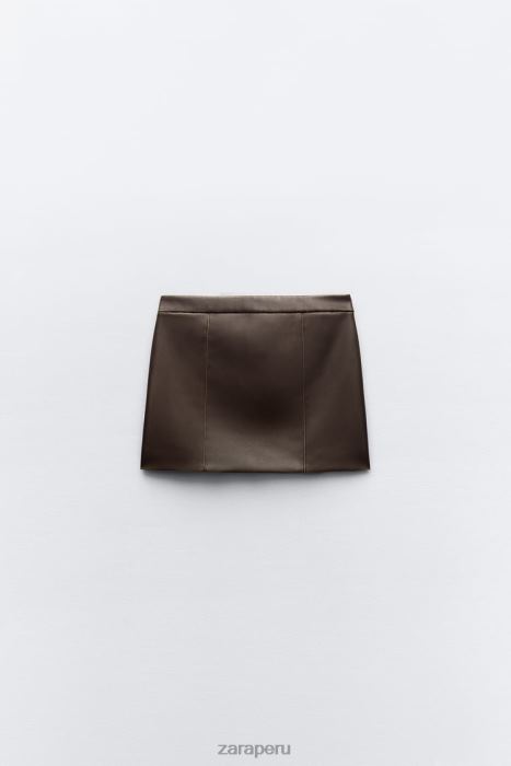 Zara mujer falda con bolsillo de piel sintética BDP8J647 ropa carbón