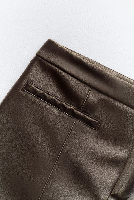 Zara mujer falda con bolsillo de piel sintética BDP8J647 ropa carbón