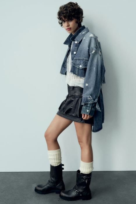 Zara mujer falda con bolsillo de piel sintética BDP8J662 ropa negro