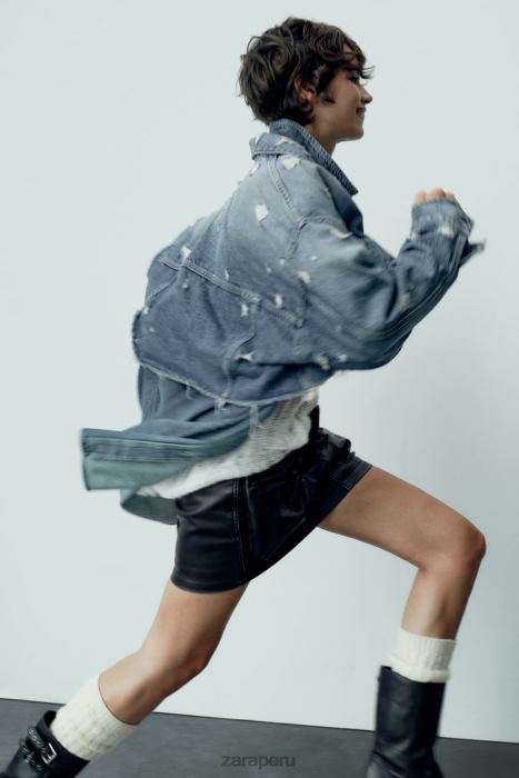 Zara mujer falda con bolsillo de piel sintética BDP8J662 ropa negro