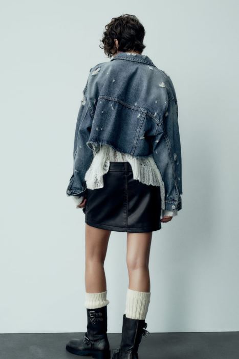 Zara mujer falda con bolsillo de piel sintética BDP8J662 ropa negro