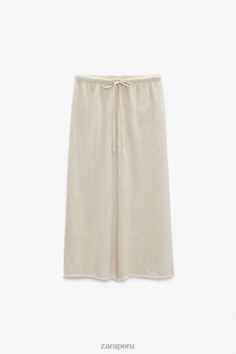 Zara mujer falda con textura rústica BDP8J708 ropa arena