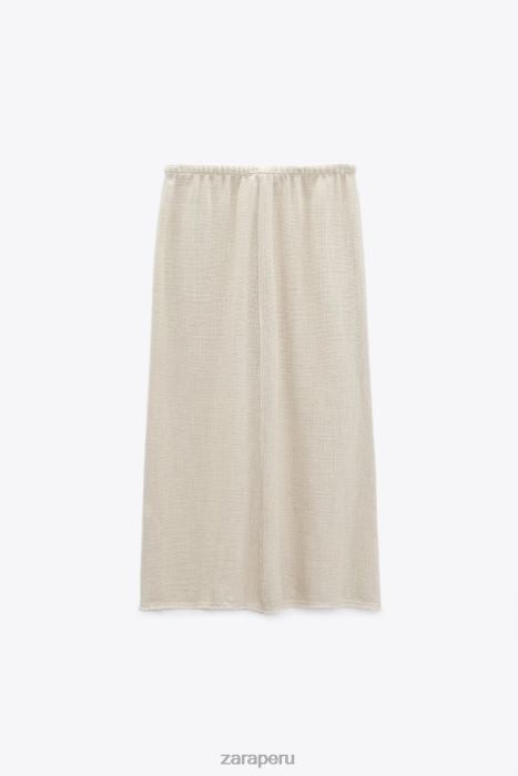 Zara mujer falda con textura rústica BDP8J708 ropa arena