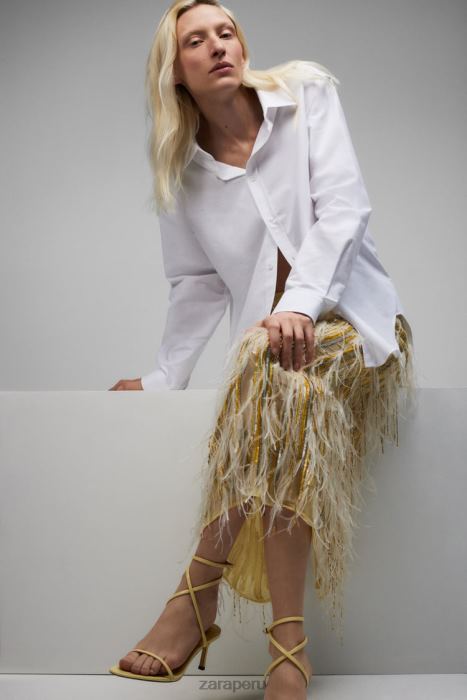 Zara mujer falda de cristal con plumas edición limitada BDP8J722 ropa amarillo