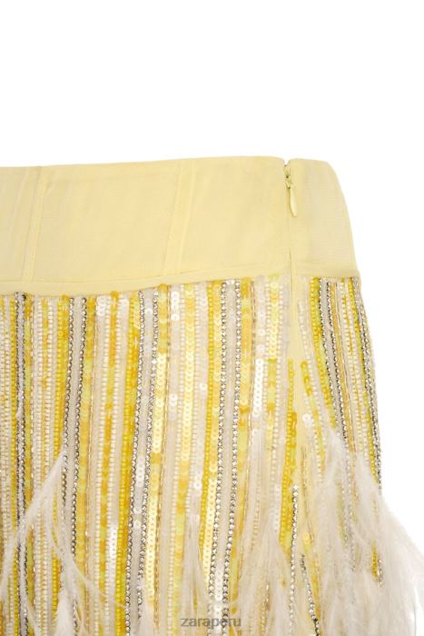 Zara mujer falda de cristal con plumas edición limitada BDP8J722 ropa amarillo