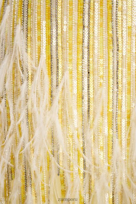 Zara mujer falda de cristal con plumas edición limitada BDP8J722 ropa amarillo