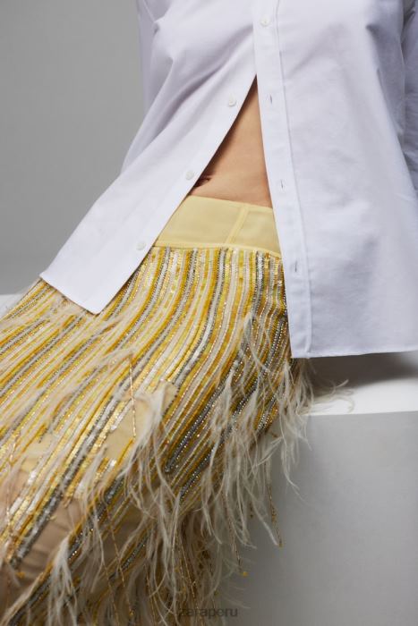 Zara mujer falda de cristal con plumas edición limitada BDP8J722 ropa amarillo