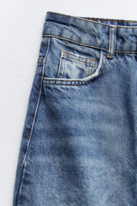 Zara mujer falda de mezclilla con abertura y talle alto BDP8J645 ropa azul