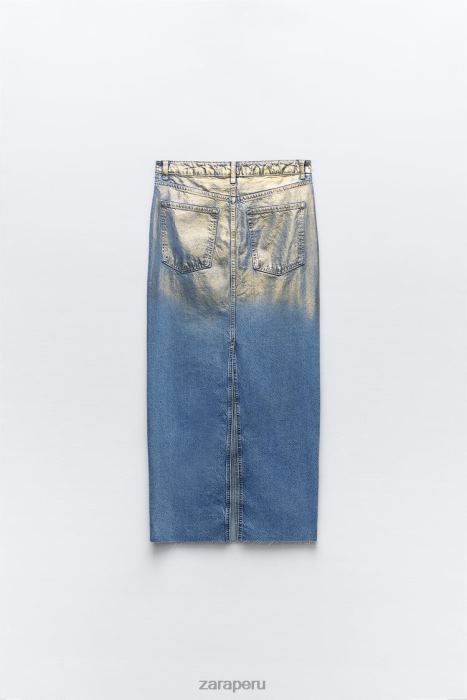 Zara mujer falda de mezclilla metalizada z1975 BDP8J682 ropa azul medio