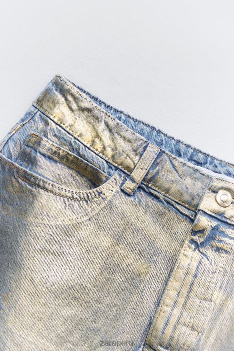Zara mujer falda de mezclilla metalizada z1975 BDP8J682 ropa azul medio