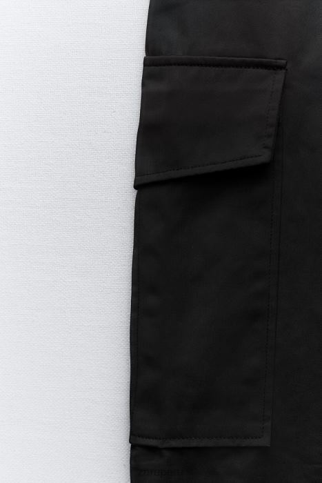 Zara mujer falda de nailon con cremallera BDP8J634 ropa negro