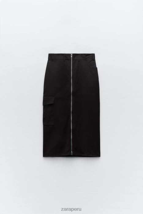 Zara mujer falda de nailon con cremallera BDP8J634 ropa negro