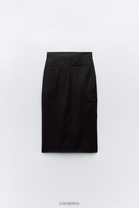 Zara mujer falda de nailon con cremallera BDP8J634 ropa negro