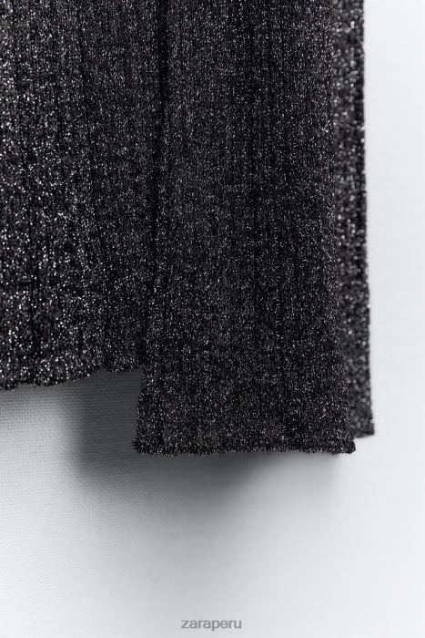 Zara mujer falda de punto anudada con hilo metalizado BDP8J635 ropa negro