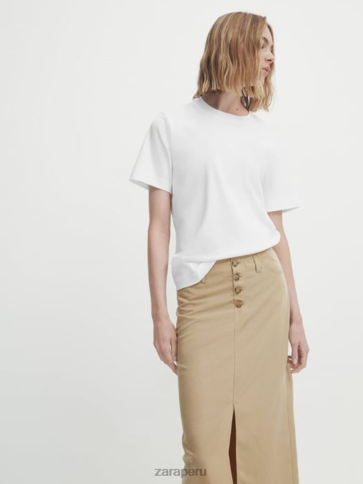 Zara mujer falda de tubo midi con botones y abertura BDP8J858 ropa arena
