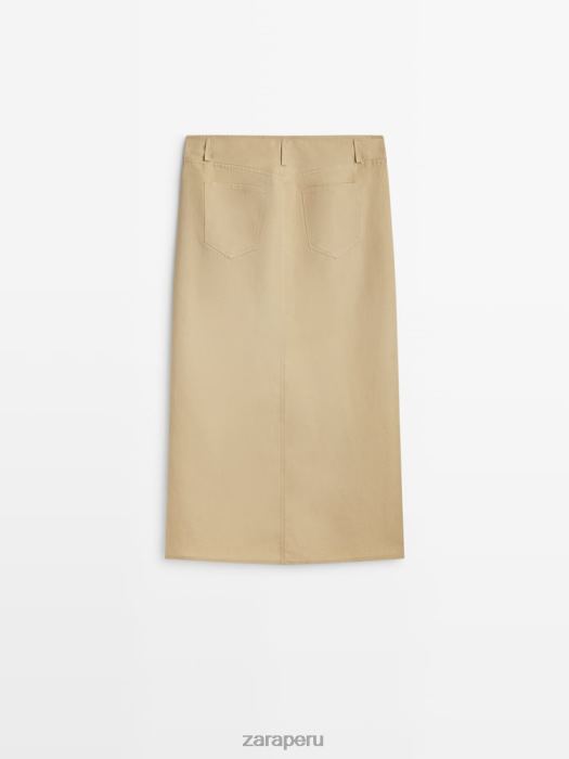 Zara mujer falda de tubo midi con botones y abertura BDP8J858 ropa arena