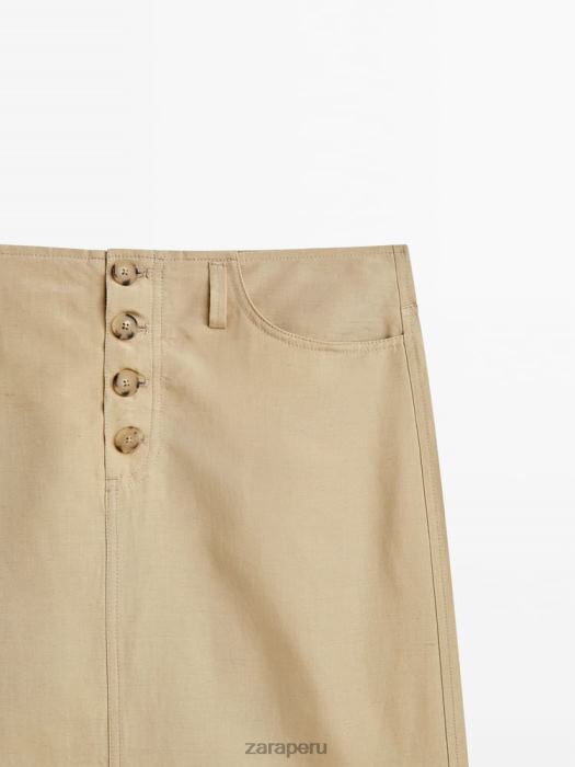 Zara mujer falda de tubo midi con botones y abertura BDP8J858 ropa arena