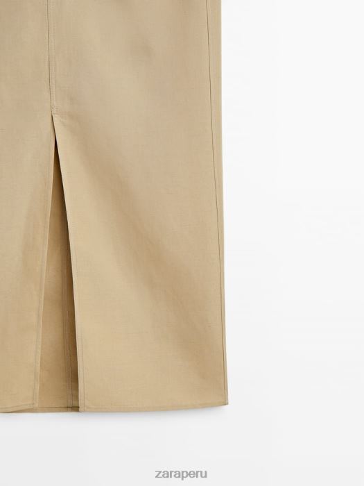 Zara mujer falda de tubo midi con botones y abertura BDP8J858 ropa arena