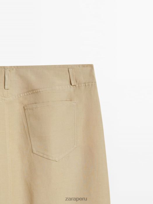 Zara mujer falda de tubo midi con botones y abertura BDP8J858 ropa arena