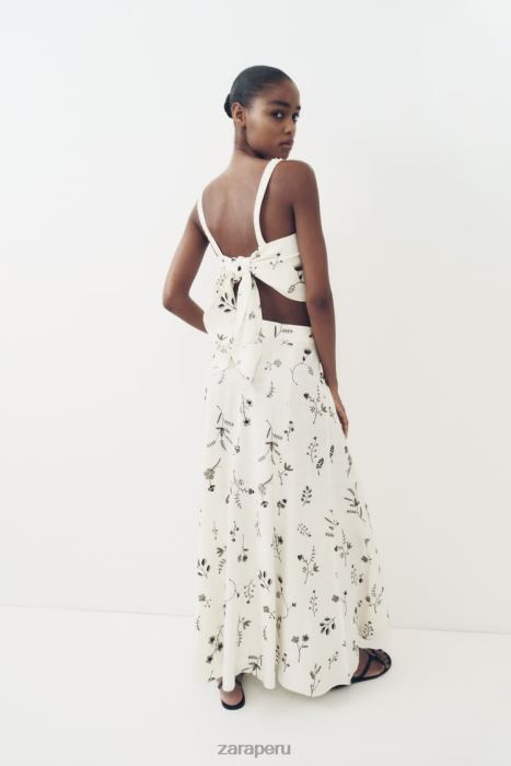 Zara mujer falda en mezcla de lino bordada BDP8J671 ropa crudo