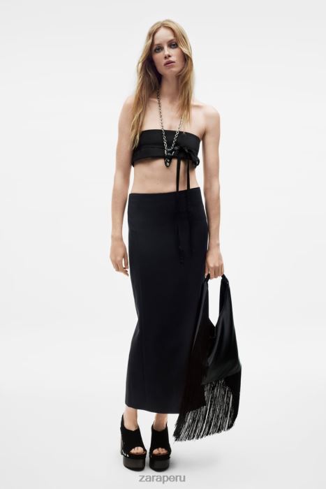 Zara mujer falda lápiz en mezcla de lana edición limitada BDP8J706 ropa negro