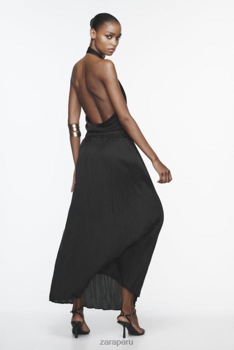 Zara mujer falda larga con efecto arrugado BDP8J694 ropa negro