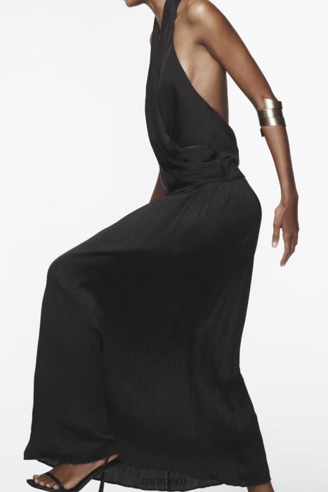 Zara mujer falda larga con efecto arrugado BDP8J694 ropa negro