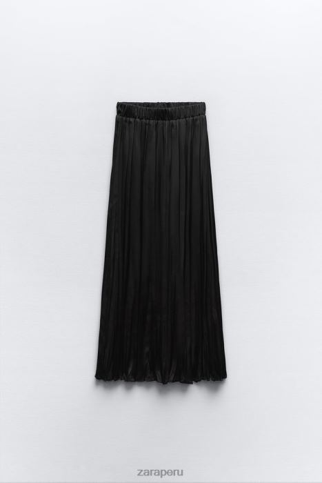 Zara mujer falda larga con efecto arrugado BDP8J694 ropa negro