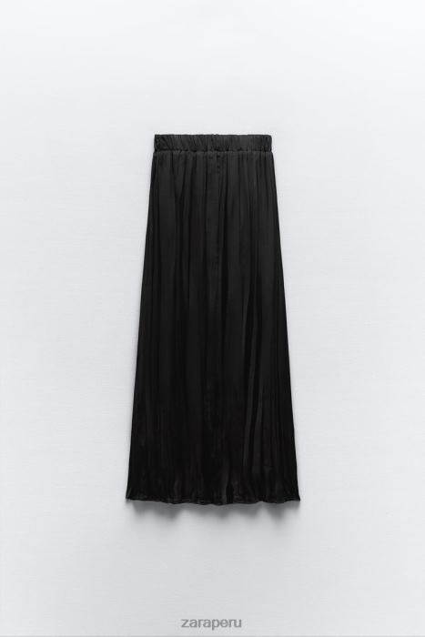 Zara mujer falda larga con efecto arrugado BDP8J694 ropa negro