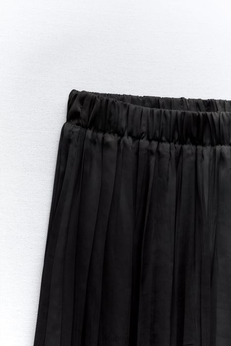 Zara mujer falda larga con efecto arrugado BDP8J694 ropa negro