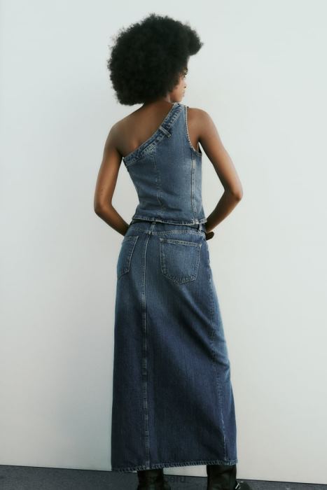 Zara mujer falda larga de mezclilla trf BDP8J650 ropa Azul marino