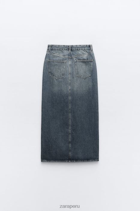 Zara mujer falda larga de mezclilla trf BDP8J650 ropa Azul marino