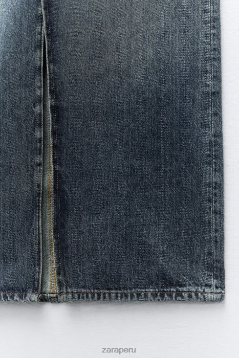 Zara mujer falda larga de mezclilla trf BDP8J650 ropa Azul marino