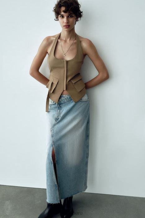 Zara mujer falda larga de mezclilla trf BDP8J661 ropa azul