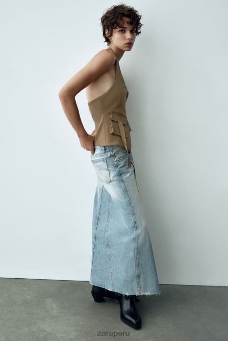 Zara mujer falda larga de mezclilla trf BDP8J661 ropa azul