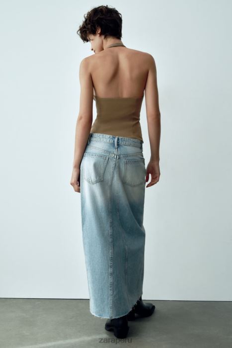 Zara mujer falda larga de mezclilla trf BDP8J661 ropa azul