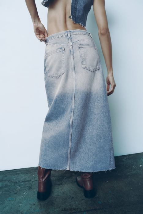 Zara mujer falda larga de mezclilla trf BDP8J676 ropa azul