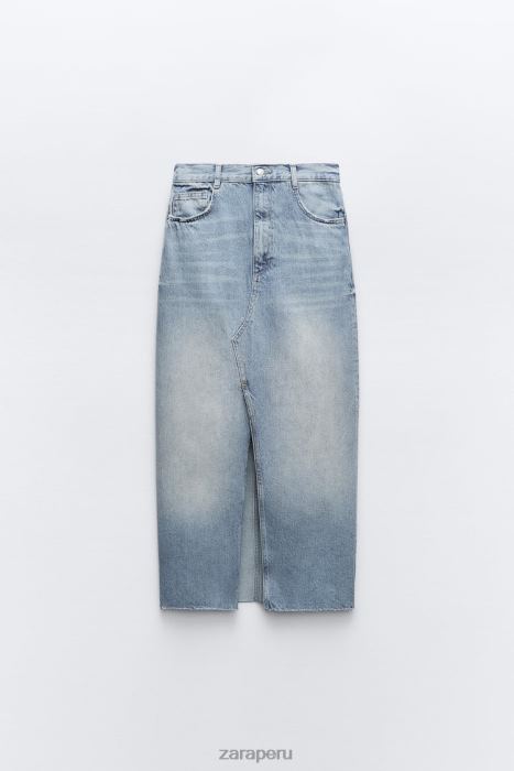 Zara mujer falda larga de mezclilla trf BDP8J676 ropa azul